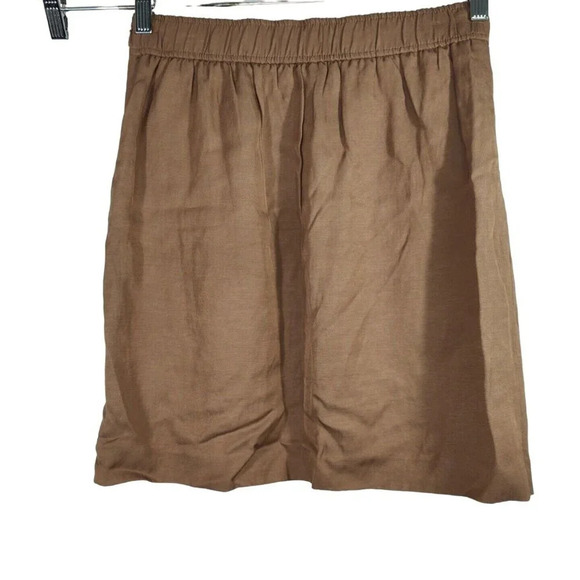 Ann Taylor Brown Pencil Straight Skirt Women Size 0 Rayon Linen Pocket Lined - Picture 4 of 8